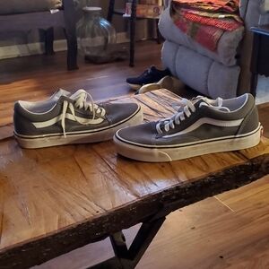 Vans Gray and White Low-Top Skate Sneakers